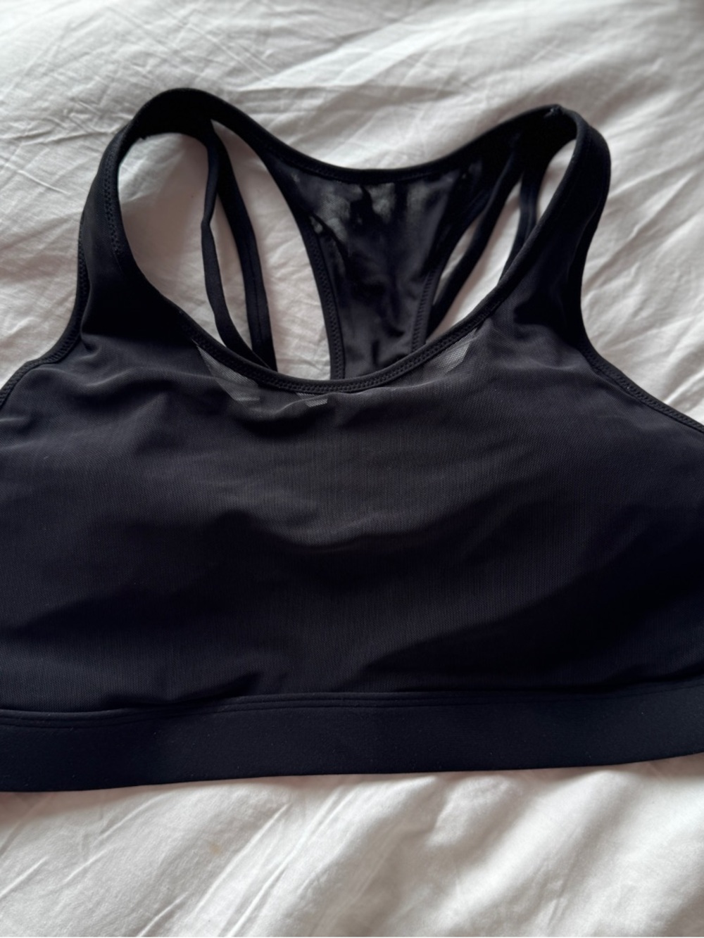 Fabletics Black Strappy Mesh-Back Sports Bra - Picture 2 of 4